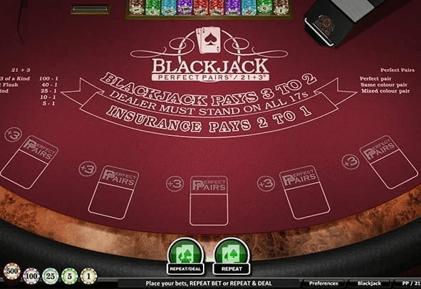 Blackjack perfect pairs